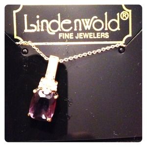 Purple stone with diamonds necklace