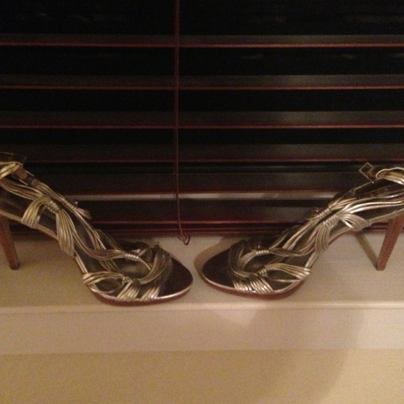 Calvin Klein silver strappy shoes - 10