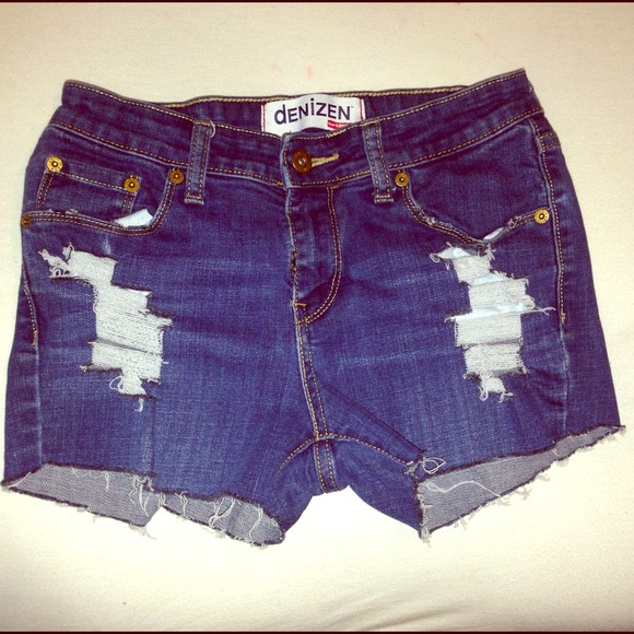 Dark Strechy Levi High Waste Shorts