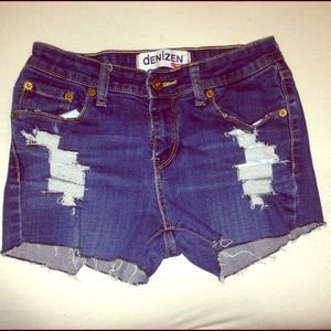 Dark Strechy Levi High Waste Shorts