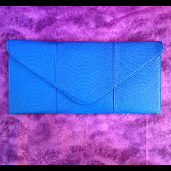Blue envelope clutch