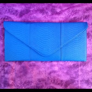 Blue envelope clutch