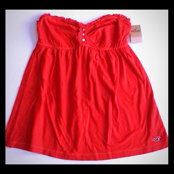 Hollister strapless flowy red/coral shirt