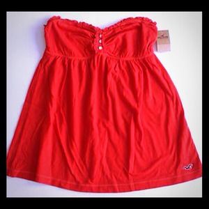 Hollister strapless flowy red/coral shirt