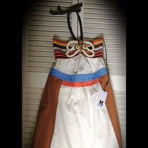 M Missoni Color Block Dress With Crochet Bust