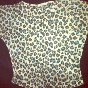 Delia's blue,black and white cheetah print XS top