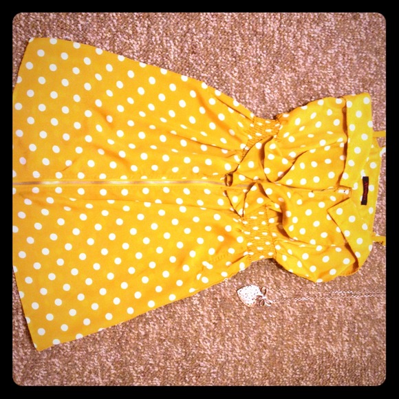 SOLD IN BUNDLE Dark yellow polka for zip up dress