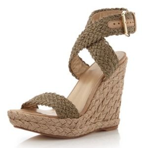 Stuart Weitzman Alex Swamp Crochet Wedge Sandal