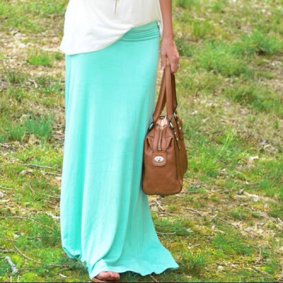❌SOLD❌Mint Fold Over Maxi Skirt