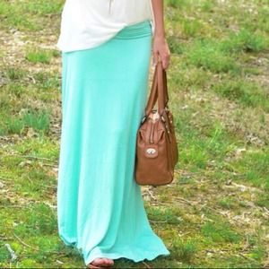 ❌SOLD❌Mint Fold Over Maxi Skirt