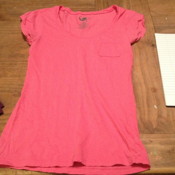 OP pink scoop neck pocket tee