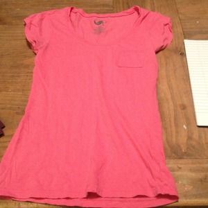 OP pink scoop neck pocket tee