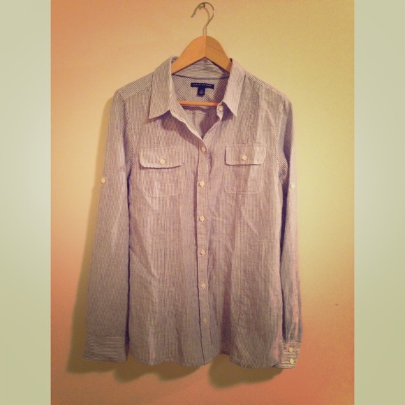 *Sold* Thin striped linen blend shirt