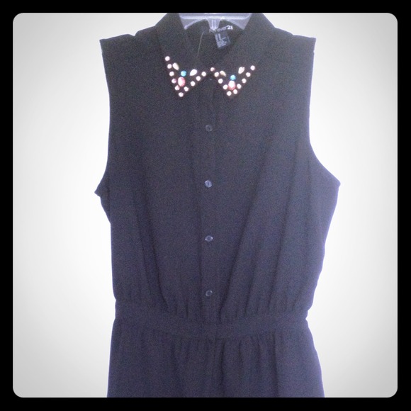 NWT New w Tags - Black Romper w Bejeweled collar