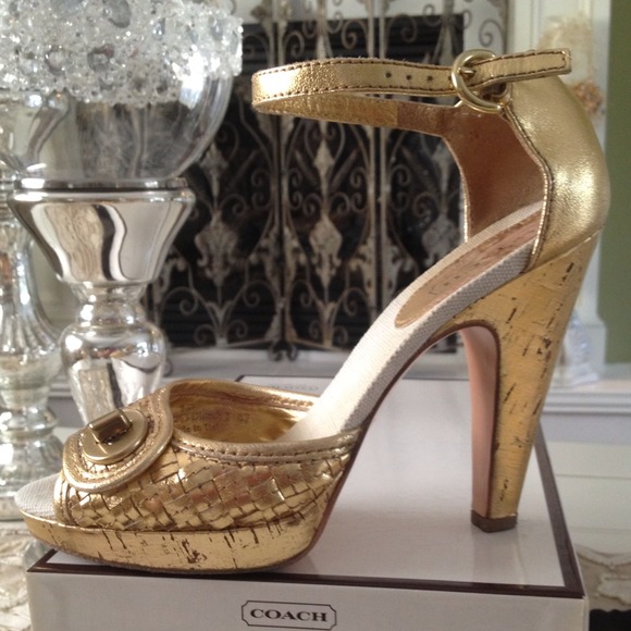Authentic Coach Gold Heels