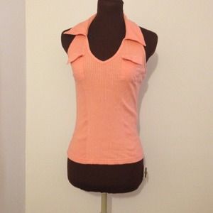 Pale Orange Halter Top sz M (Jrs)