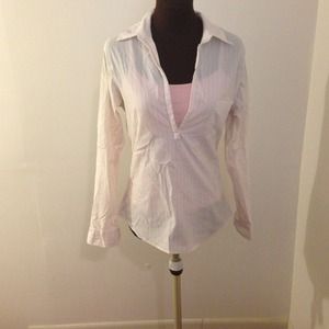 Long-sleeve white/pink stripe w cami 2pc set sz M