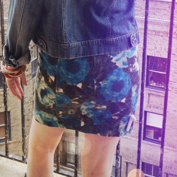 CLOSING SALE Anthro Corduroy Summer Flowers Skirt - Picture 3 of 4