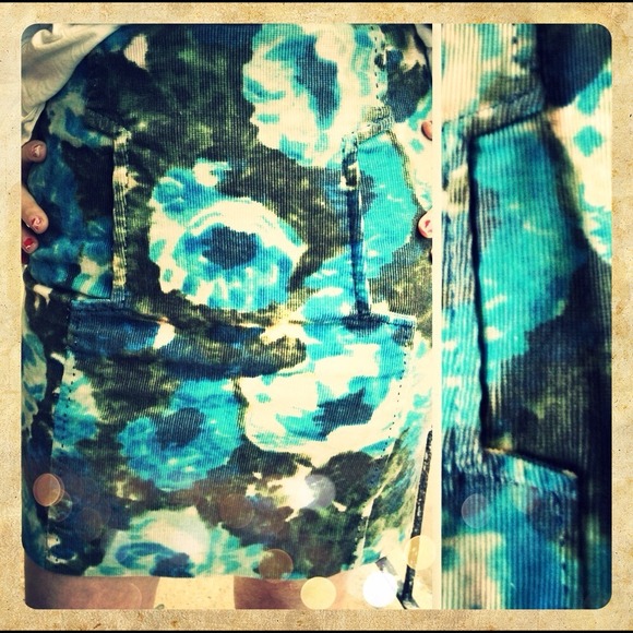 CLOSING SALE Anthro Corduroy Summer Flowers Skirt - Picture 4 of 4