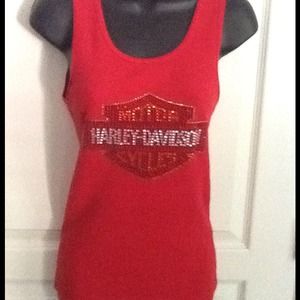 HARLEY DAVIDSON CUSTOM RHINESTONE DESIGN TANK TOP