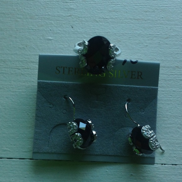92.5 sterling silver ring, earringsREDUCED 45.00