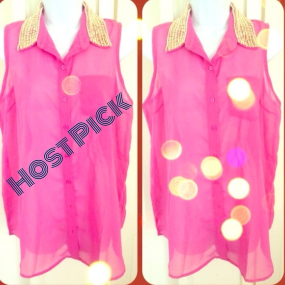 Tops - Pink Sheer Top HP WORK WEEK PARTY 🎉🎉🎉