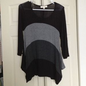 Two toned gray and black top. Very light cotton.