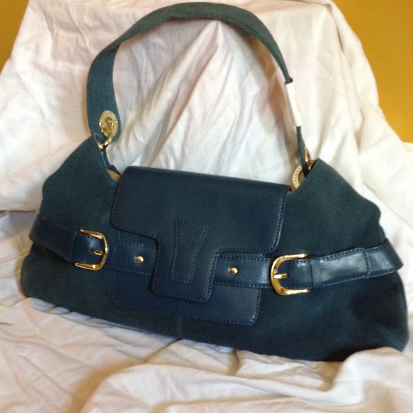 Banana Republic Genuine Leather Suede Blue Bag