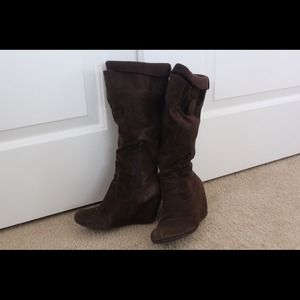 Brown suede boots