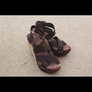 Dark brown wedge shoes