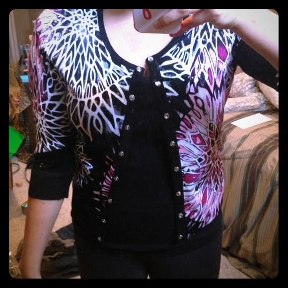 Black white and pink cardigan