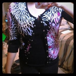 Black white and pink cardigan