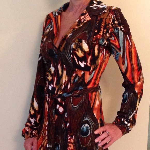 💢HOST PICK💢 Peacock Feather Print Shirt Dress