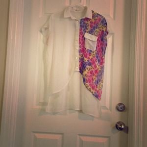 Half cheetah high-low sheer shirt.