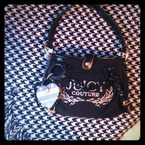 Juicy couture brown heart tassel small purse