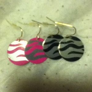round zebra print earrings