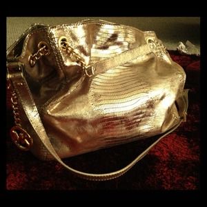 Authentic Michael Kors Large Gold Leathery Bag