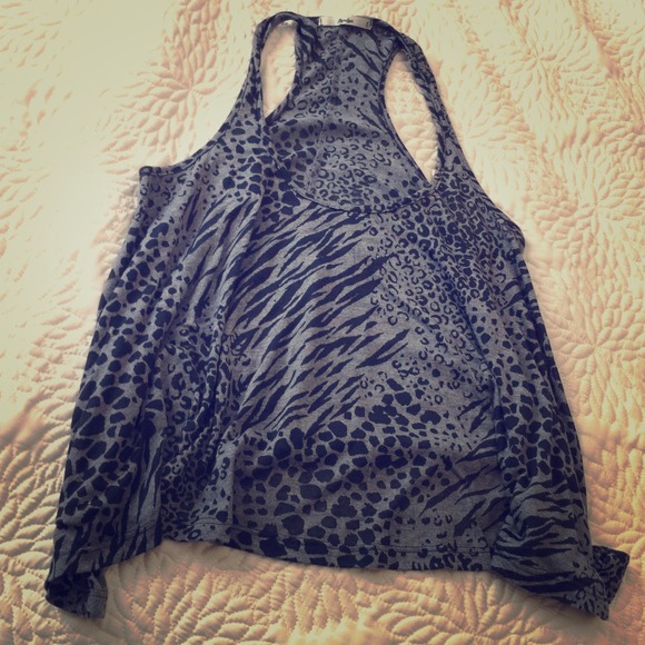 S Papaya black grey leopard print tank top