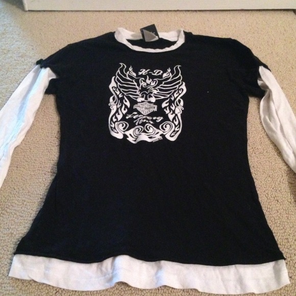 Harley Davidson long sleeve black and white