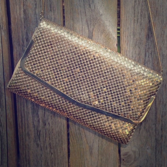 $Reduced$ Vintage gold & silk metal covered clutch
