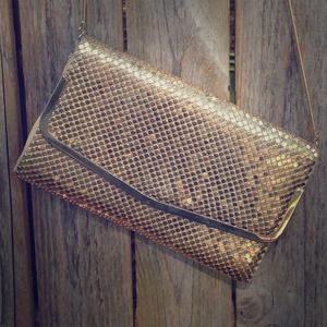 $Reduced$ Vintage gold & silk metal covered clutch