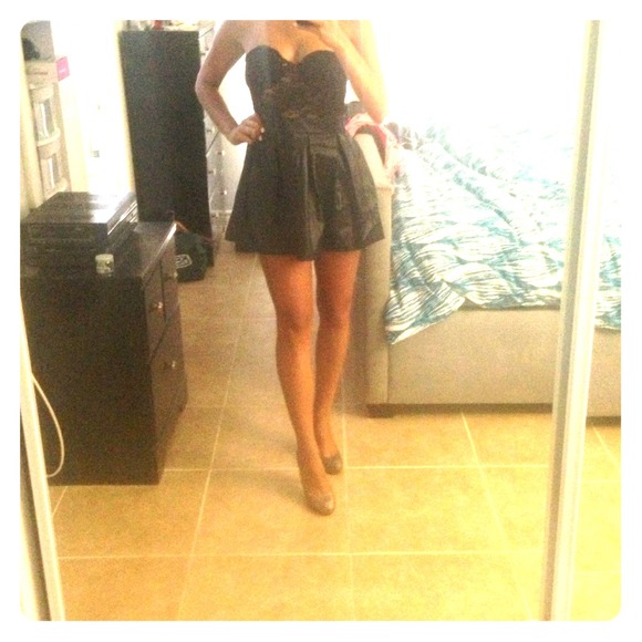 Black lace and leather party dress!!!!!