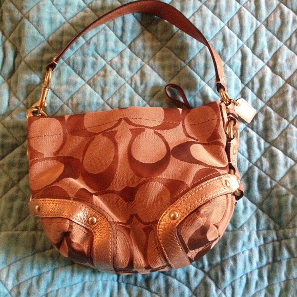 NWOT gold and tan Coach purse