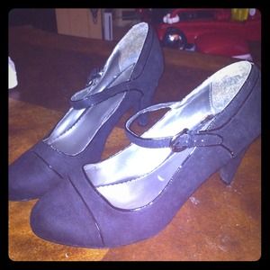 Black suede heel