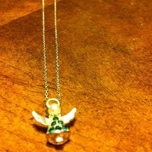Emerald angel necklace