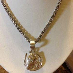Silver horse pendant and stainless steel chain