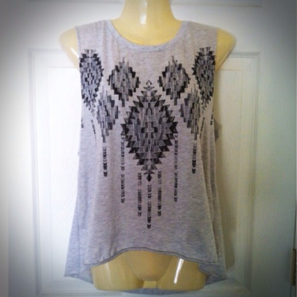 ON HOLD Aztec Print Muscle Tee