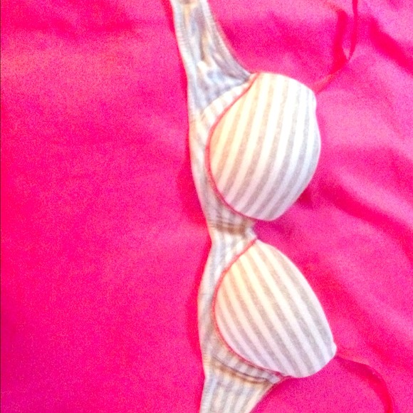Pink and grey stripped bra