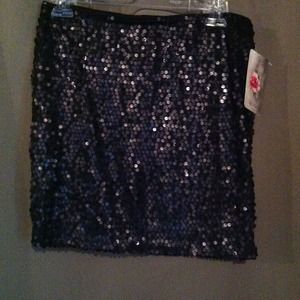 Black sequin mini skirt NWT