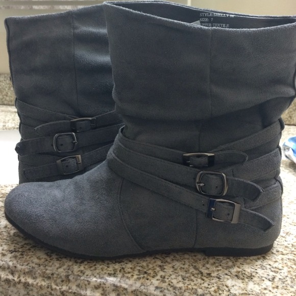 Boots - grey buckle ankle boots from Delia's